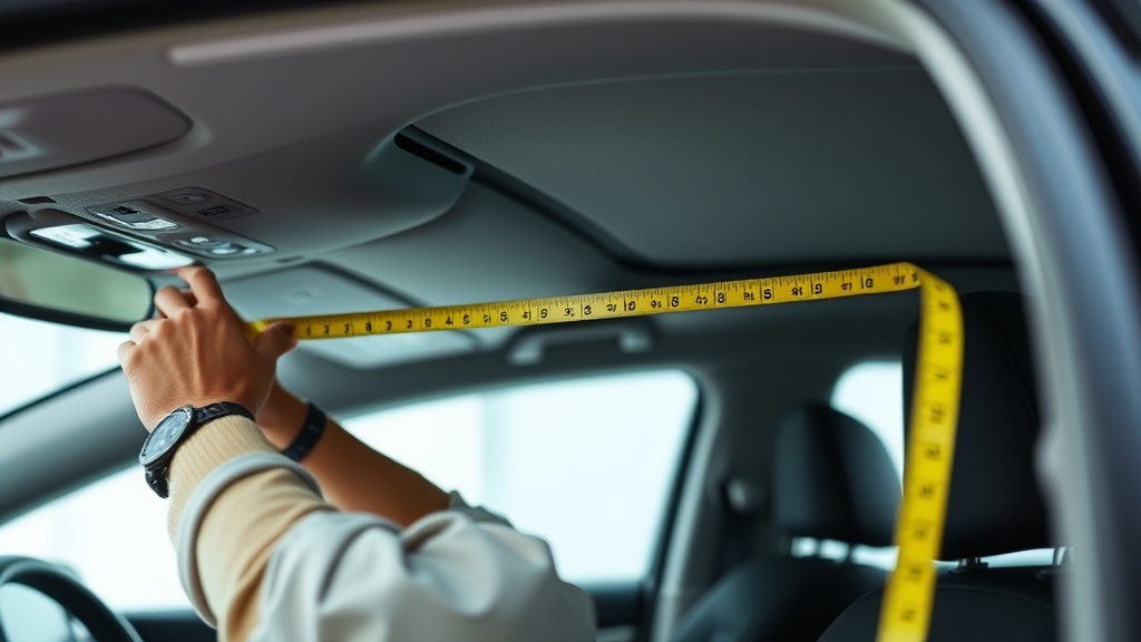 줄자를 이용해 차량 내부 바닥부터 천장까지의 높이를 직접 측정하는 모습
